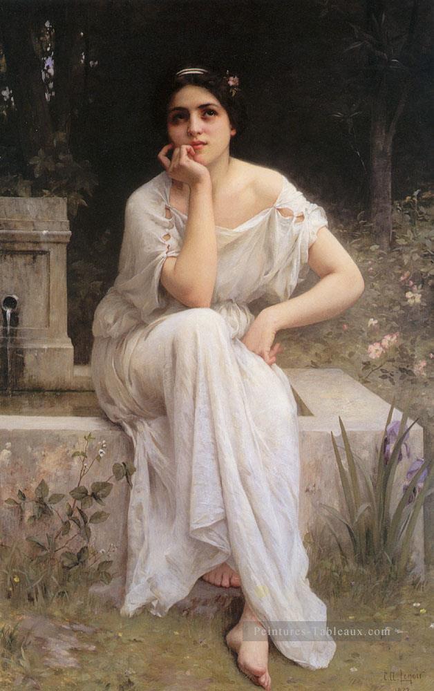 Méditation 1899 portraits réalistes de fille Charles Amable Lenoir Peintures à l'huile